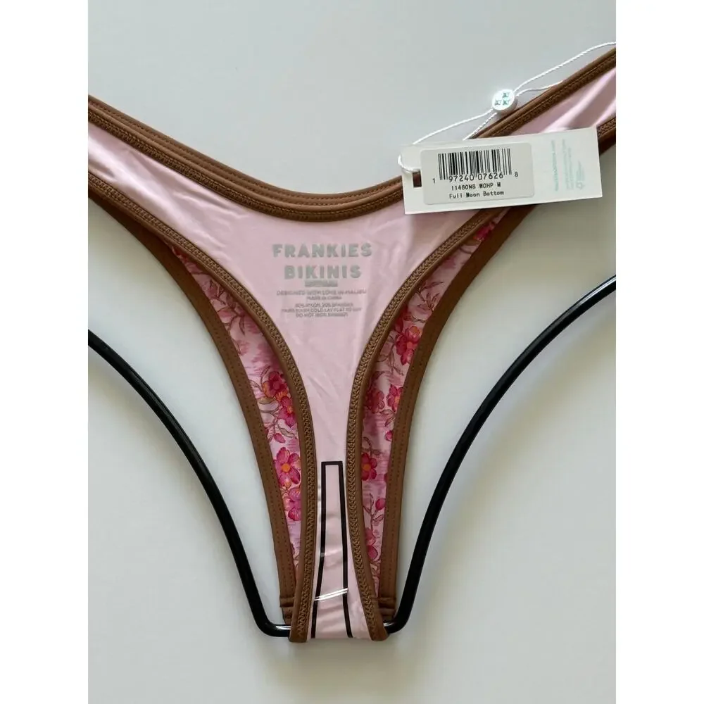 Frankies Bikinis Full Moon Floral Micro Bikini Bottom - Watercolor Hibiscus - M